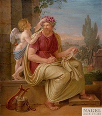 Homer wird von einem Putto der Dichterlorbeer... Homer wird von einem Putto der Dichterlorbeer...