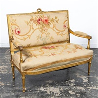 20TH C. S. KARPEN & BROS. GILTWOOD TAPESTRY SETTEE
