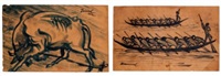 Untitled (Bull); Untitled (Boat Race), 1966