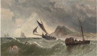 Fishing craft in a swell off the coast, 1857 Fishing craft in a swell off the coast, 1857
