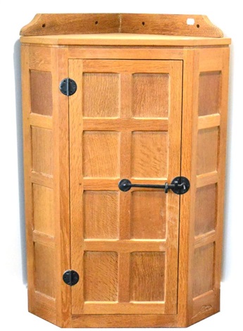 Panelled Oak Hanging Corner Cupboard By Robert Thompson On Artnet