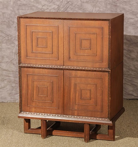 Frank Lloyd Wright Mahogany Taliesin Stacking Cabinet On Stand By