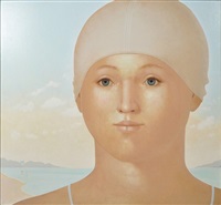 Mädchenkopf mit Badekappe