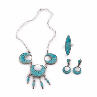 Silver and Turquoise Channel Inlay Necklace,... Silver and Turquoise Channel Inlay Necklace,...