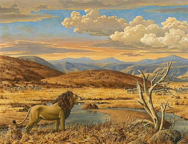 Ohne Titel Afrikanische Landschaft Mit Lowe By Werner Peiner On Artnet