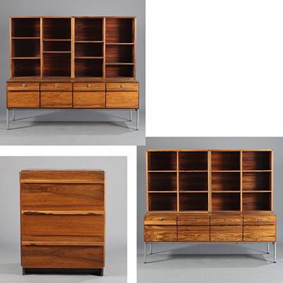 Archive Cupboards With Four Upper Bookcases And A Chest Of Drawers