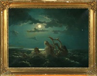 Merman playing for nymphs