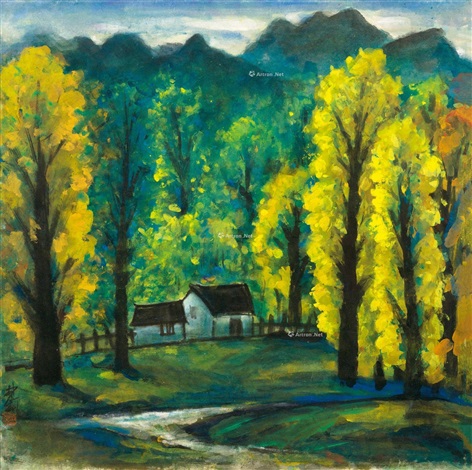 秋林景色镜心纸本the Woods In The Autumn By Lin Fengmian On Artnet
