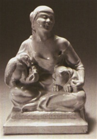 Frau mit Papagei und Bulldogge, 1920–1929 Frau mit Papagei und Bulldogge, 1920–1929