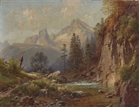 Gebirgslandschaft mit Blick auf den Watzmann, 1895 Gebirgslandschaft mit Blick auf den Watzmann, 1895