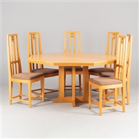 Pöytä ja tuoleja, 6 kpl, Cranbrook 1928,..., 1928