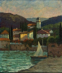 Blick auf das malerische Städtchen am Comer..., 1925 Blick auf das malerische Städtchen am Comer..., 1925