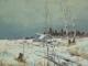 winter landscape with snow covered cabin and rutted road by sydney