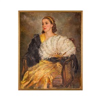 Donna con ventaglio di piume