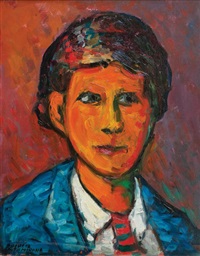 Niño con fondo rojo