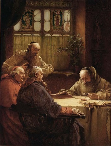 Monks Vintage Artist Postcard Ein Jubilaum Cardinals c1909 RICHARD LINDERUM