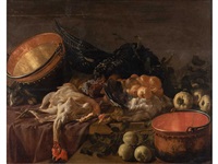 STILLLEBEN MIT FRÜCHTEN UND KUPFERTÖPFEN