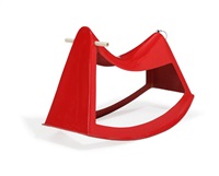 A red fibreglass rocker, 1958