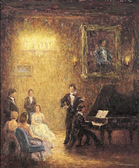 Hauskonzert mit Klavier und Geige vor festlichem 
