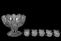 12 Pc, Hawkes ABP Cut Glass Punch Bowl Set 12 Pc, Hawkes ABP Cut Glass Punch Bowl Set
