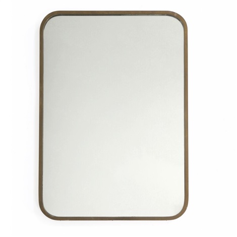 Rectangular Mirror With Brass Frame Rounded Corners By Josef Rectangular Mirror With Brass Frame