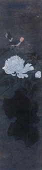 花卉鸟人 镜心 设色纸本