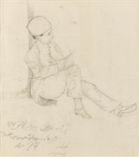 Drawing depicting his favourite page boy,..., 1892 Drawing depicting his favourite page boy,..., 1892