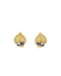 A PAIR OF SAPPHIRE AND DIAMOND EARCLIPS
