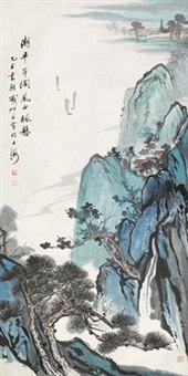 潮平岸阔 立轴 设色纸本, 1985