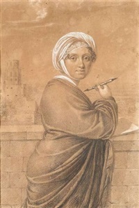 Bildnis einer jungen Dame auf einer Terrasse , 1813 Bildnis einer jungen Dame auf einer Terrasse , 1813