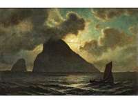 NORWEGISCHE MEERESLANDSCHAFT MIT BERGSPITZEN , 1860 NORWEGISCHE MEERESLANDSCHAFT MIT BERGSPITZEN , 1860