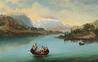 Norwegian mountainscape with wedding party..., 1872
