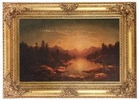 Bergslandskap i solnedgång, 1853