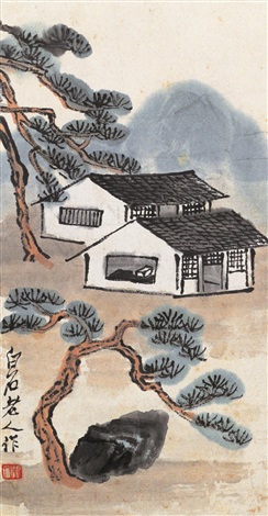 松山书舍 Library Among Mountain Pines By Qi Baishi On Artnet