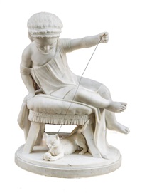 Young Girl Playing With Kitten, 1878