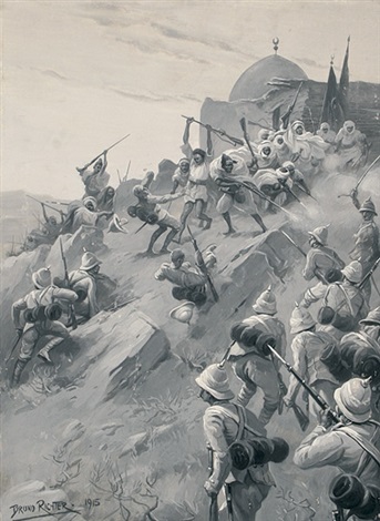 Der Heilige Krieg Gegen D Englander Gefecht Vor Einer Moschee By Bruno Richter On Artnet