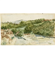 blick von der kirchenfeldbrücke auf das mattequartier in bern by albert anker