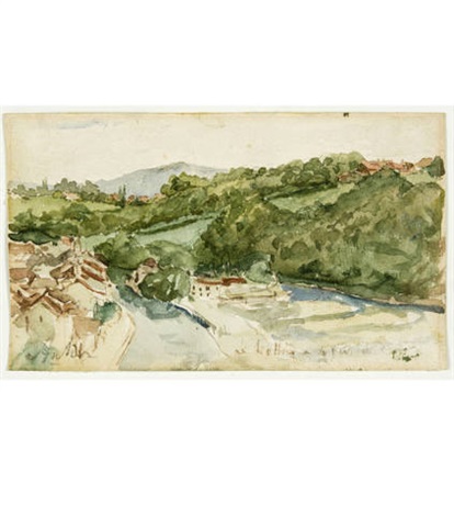 blick von der kirchenfeldbrücke auf das mattequartier in bern by albert anker