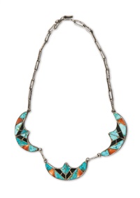 Three-section channel-inlaid silver choker
