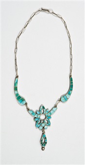 Turquoise channel-inlaid choker