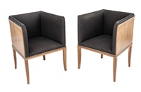 Eliel Saarinen (American) Lacquer Maple Arm Chairs