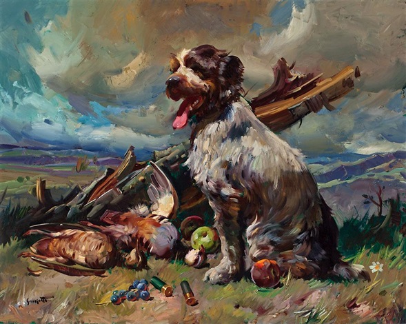 Perro con botín de caza by Jose (Josep) Serrasanta on artnet