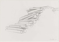 Zwei Bildhauerzeichnungen (Holzstapel,..., 1981
