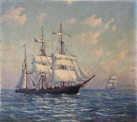 Two Clipper Ships abeam