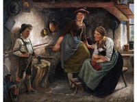 DER TROTZIGE BAUERNBUB VON ZWEI DIRNDLN BELÄCHELT DER TROTZIGE BAUERNBUB VON ZWEI DIRNDLN BELÄCHELT