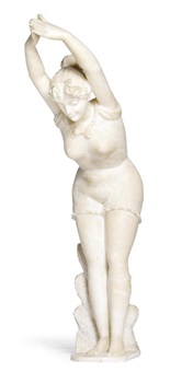 Schwimmerin auf einem Felsen, 1900