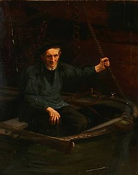 A fisherman in a rowboat