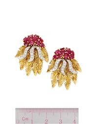 J.E. CALDWELL & CO.: PAIR OF RUBY AND DIAMOND... J.E. CALDWELL & CO.: PAIR OF RUBY AND DIAMOND...