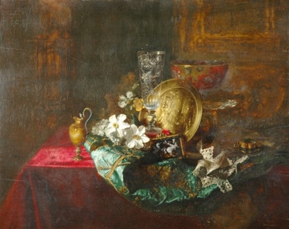 Art objects in the Louvre by Blaise Alexandre Desgoffe on