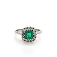 Emerald and diamond ring set with a faceted..., 1981